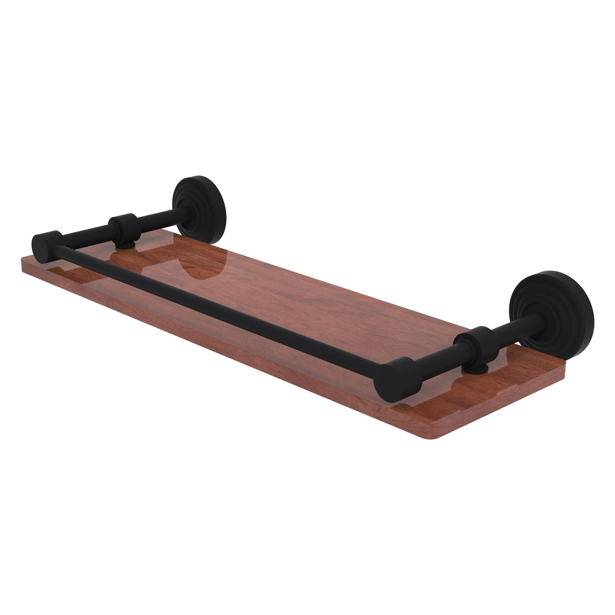 Allied Brass WP-1-16-GAL-IRW-BKM Waverly Place 16" Matte Black Solid IPE Ironwood Shelf