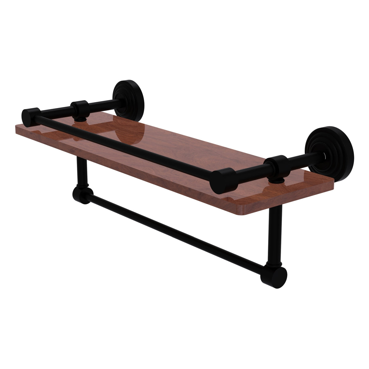 Allied Brass WP-1-16TB-GAL-IRW-BKM Waverly Place 16" Matte Black IPE Ironwood Shelf