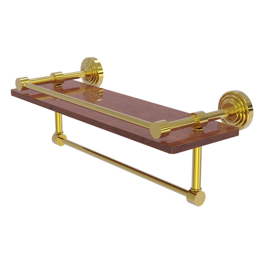 Allied Brass WP-1-16TB-GAL-IRW-PB Waverly Place 16" Polished Brass IPE Ironwood Shelf