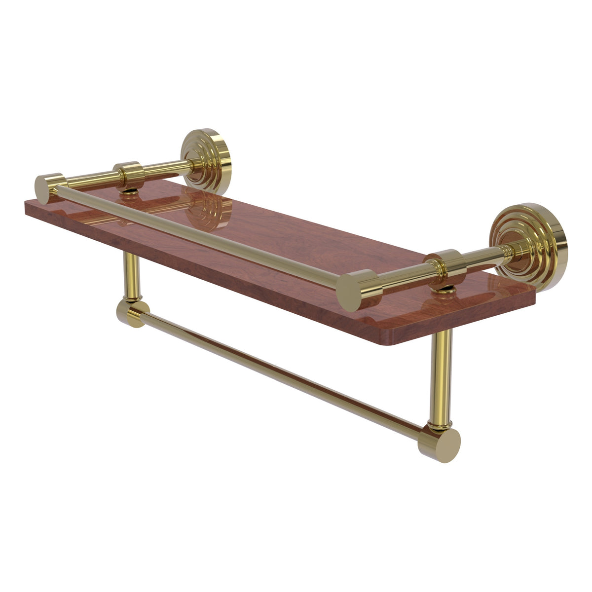 Allied Brass WP-1-16TB-GAL-IRW-UNL Waverly Place 16" Unlacquered Brass IPE Ironwood Shelf