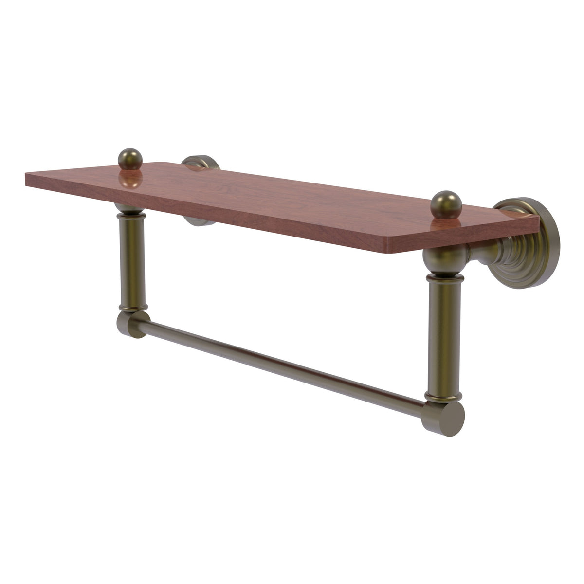 Allied Brass WP-1-16TB-IRW-ABR Waverly Place 16" Antique Brass Solid IPE Ironwood Shelf