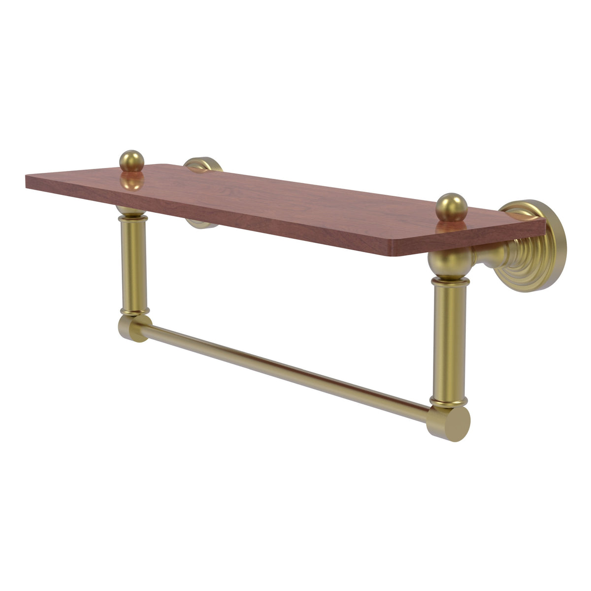 Allied Brass WP-1-16TB-IRW-SBR Waverly Place 16" Satin Brass Solid IPE Ironwood Shelf