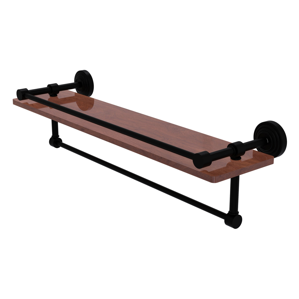 Allied Brass WP-1-22TB-GAL-IRW-BKM Waverly Place 22" Matte Black IPE Ironwood Shelf