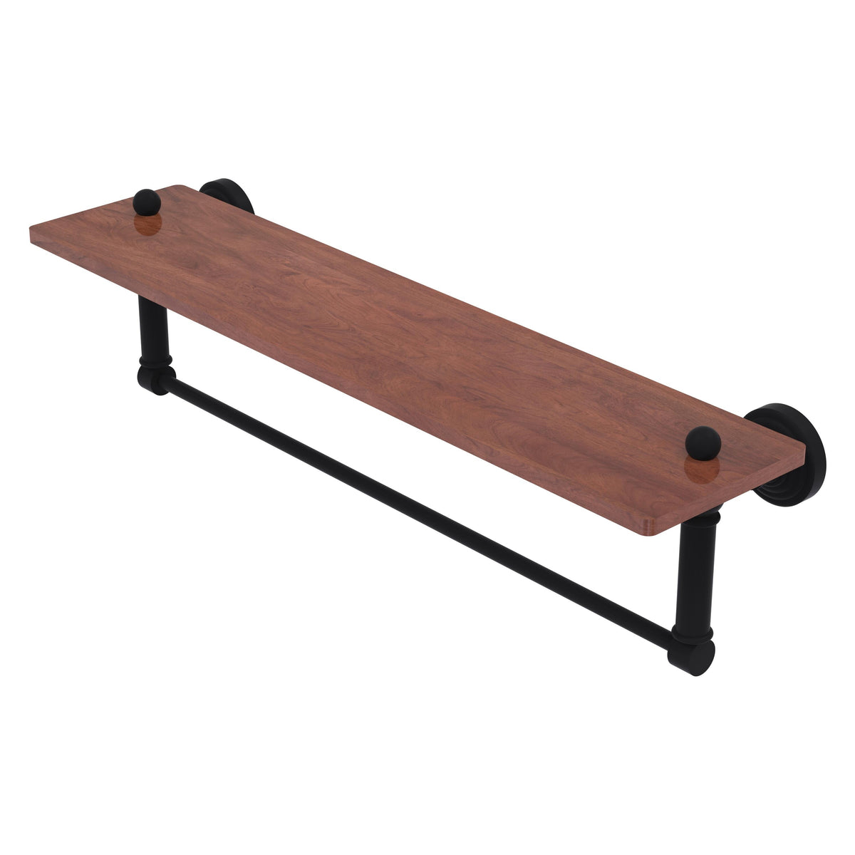 Allied Brass WP-1-22TB-IRW-BKM Waverly Place 22" Matte Black Solid IPE Ironwood Shelf