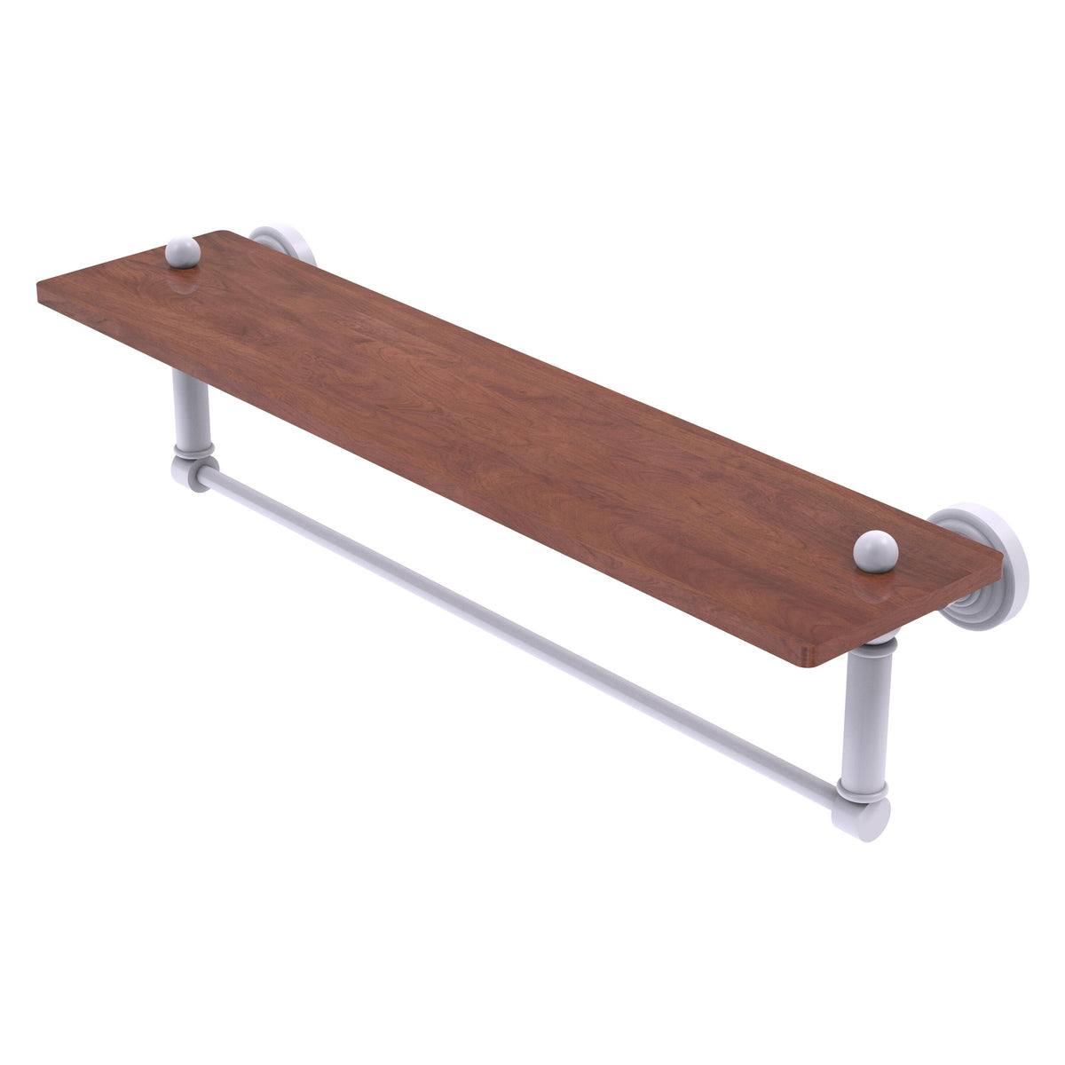 Allied Brass WP-1-22TB-IRW-WHM Waverly Place 22" Matte White Solid IPE Ironwood Shelf