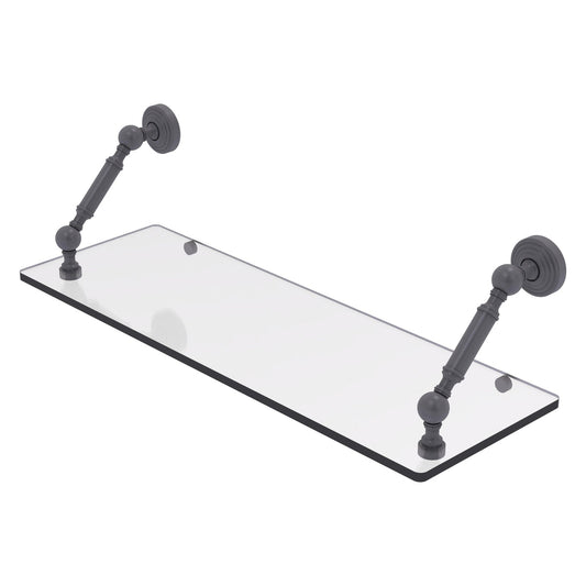 Allied Brass WP-1-24-GYM Waverly Place 24" Matte Gray Floating Glass Shelf