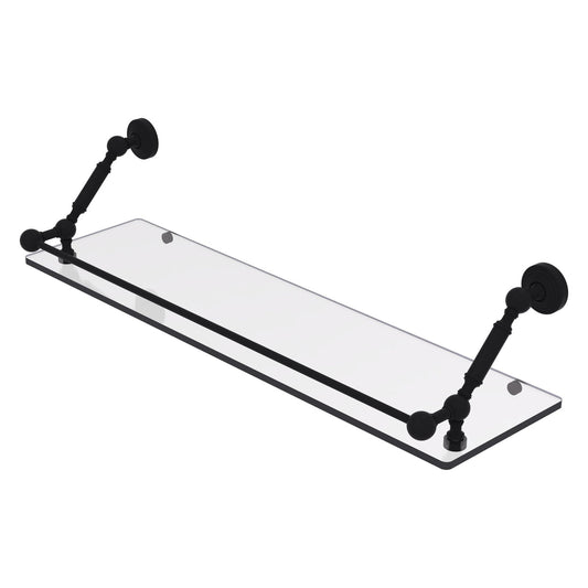 Allied Brass WP-1-30-GAL-BKM Waverly Place 30" Matte Black Floating Glass Shelf