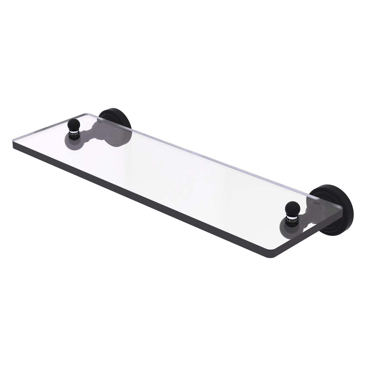 Allied Brass WP-1/16-BKM Waverly Place 16" Matte Black Glass Vanity Shelf With Beveled Edges