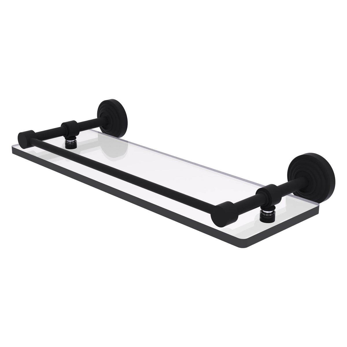 Allied Brass WP-1/16-GAL-BKM Waverly Place 16" Matte Black Tempered Glass Shelf