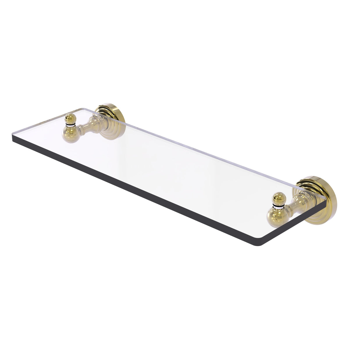 Allied Brass WP-1/16-UNL Waverly Place 16" Unlacquered Brass Glass Vanity Shelf With Beveled Edges