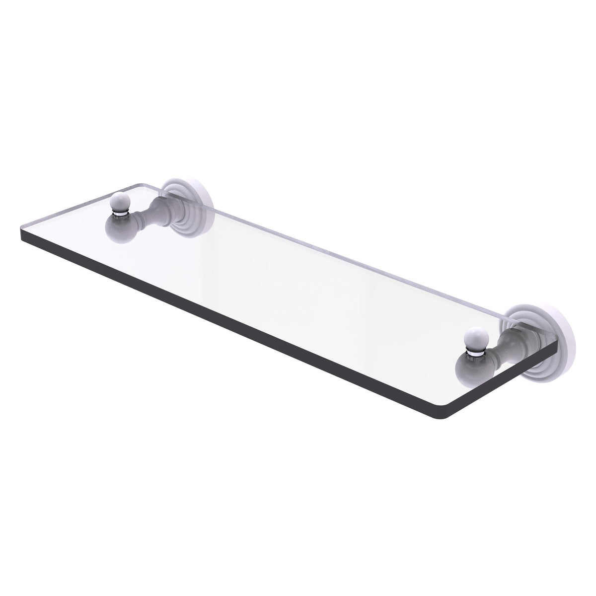 Allied Brass WP-1/16-WHM Waverly Place 16" Matte White Glass Vanity Shelf With Beveled Edges