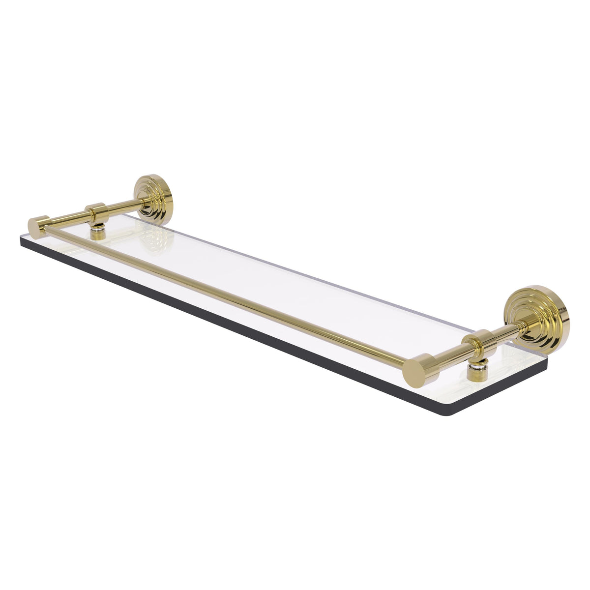 Allied Brass WP-1/22-GAL-UNL Waverly Place 22" Unlacquered Brass Tempered Glass Shelf