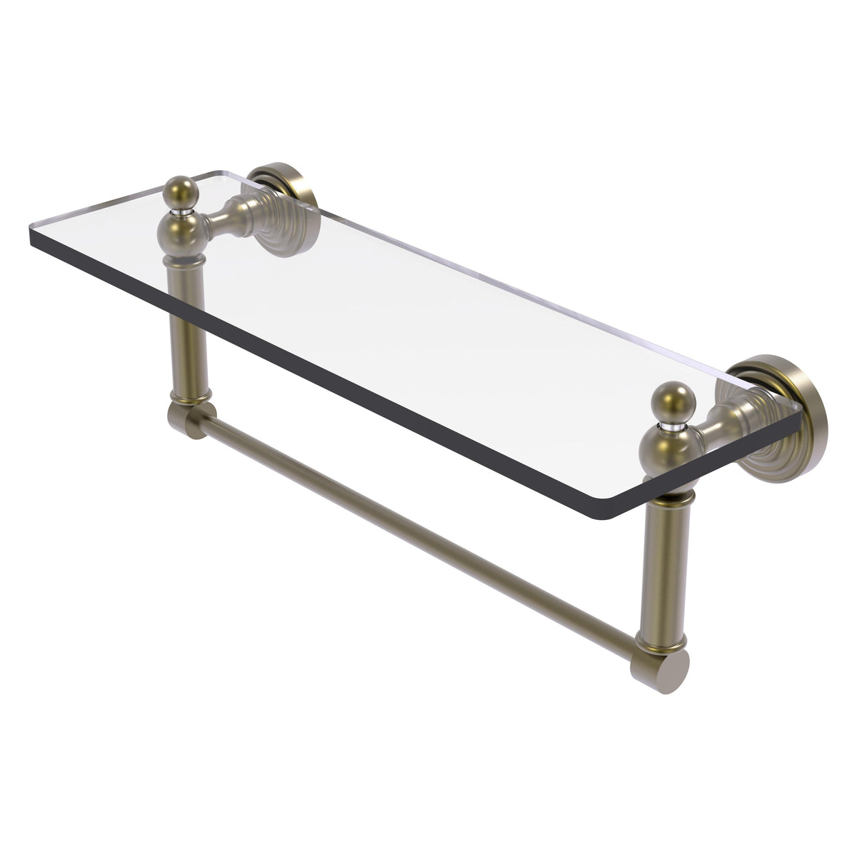 Allied Brass WP-1TB/16-ABR Waverly Place 16" Antique Brass Glass Vanity Shelf