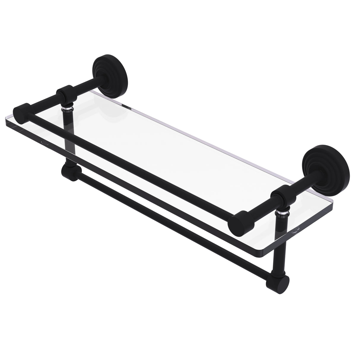 Allied Brass WP-1TB/16-GAL-BKM Waverly Place 16" Matte Black Glass Shelf
