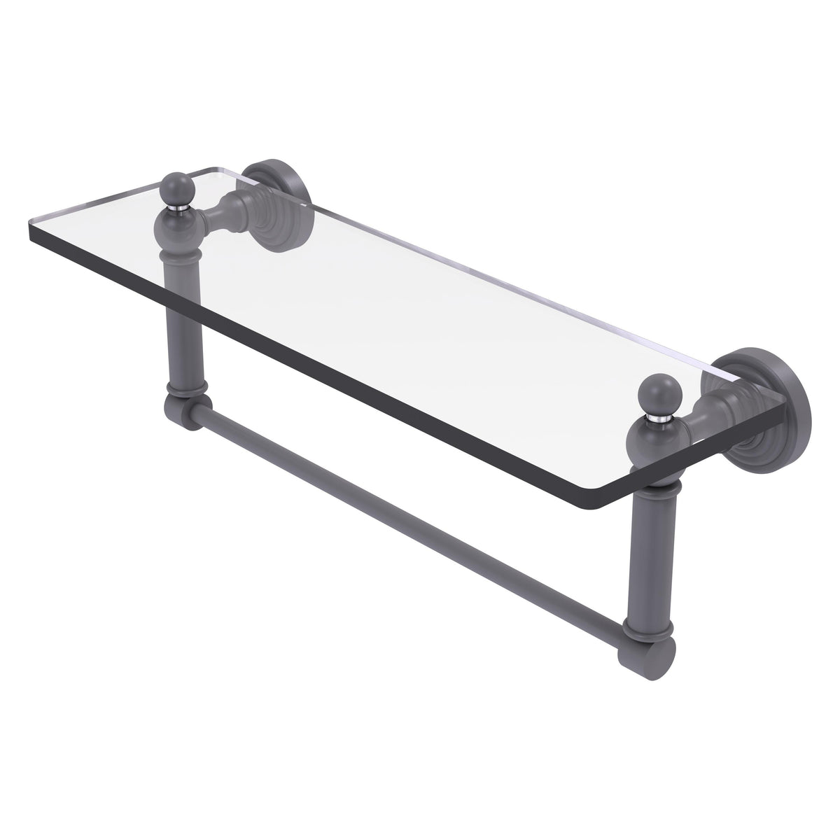 Allied Brass WP-1TB/16-GYM Waverly Place 16" Matte Gray Glass Vanity Shelf