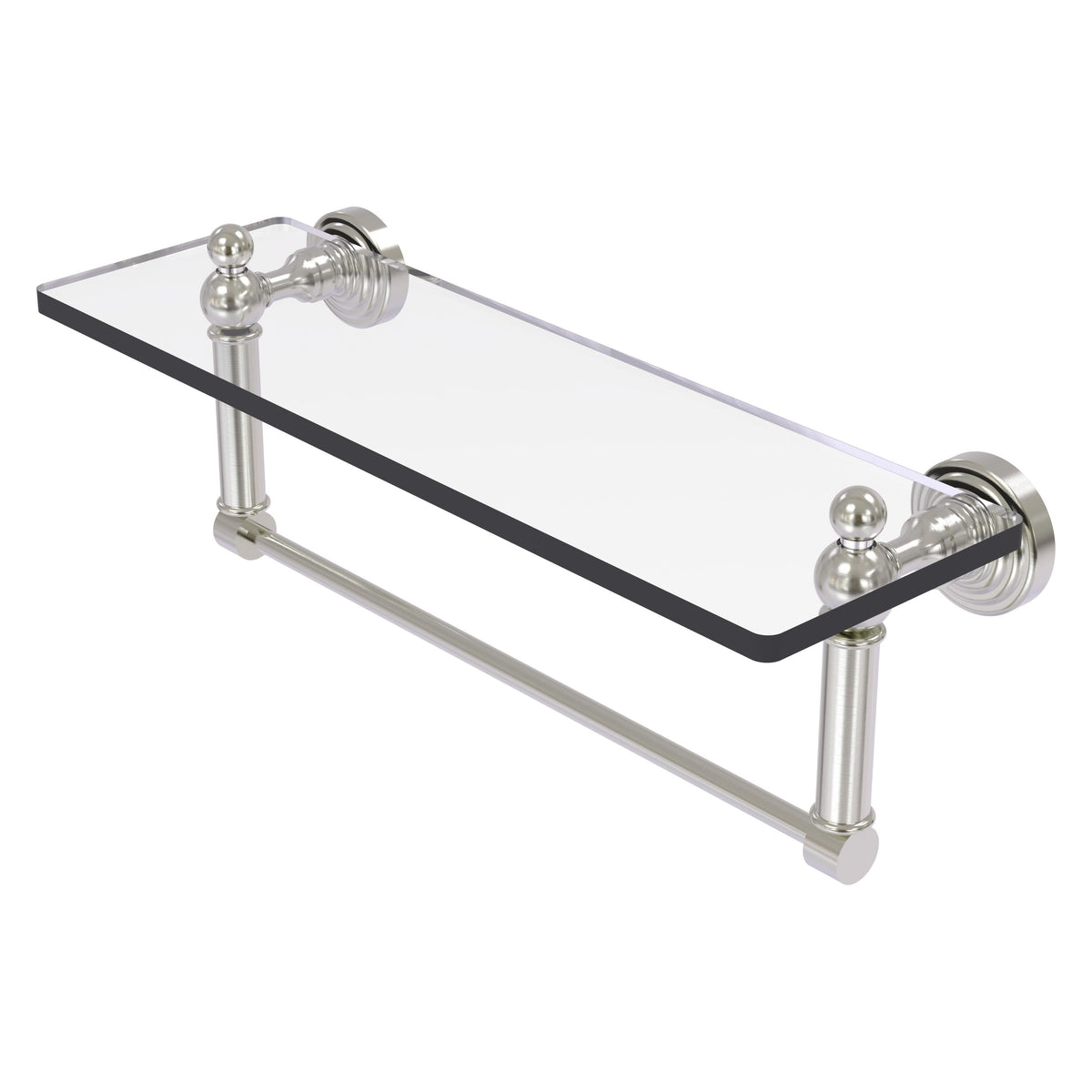 Allied Brass WP-1TB/16-SN Waverly Place 16" Satin Nickel Glass Vanity Shelf