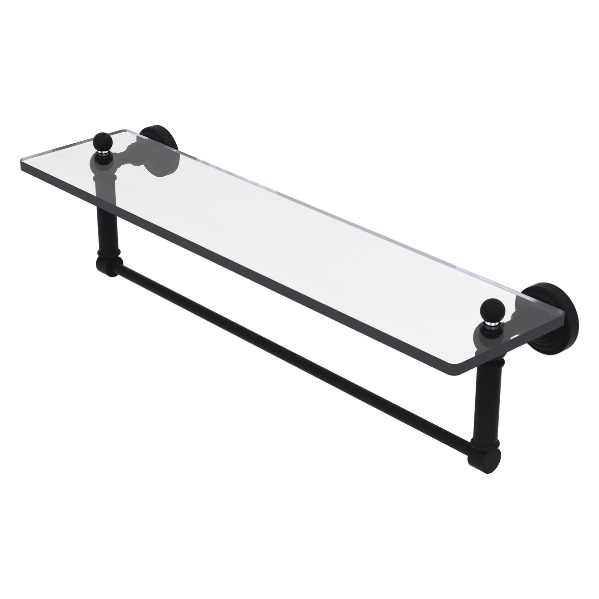 Allied Brass WP-1TB/22-BKM Waverly Place 22" Matte Black Glass Vanity Shelf