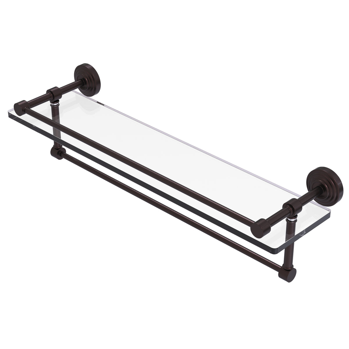 Allied Brass WP-1TB/22-GAL-ABZ Waverly Place 22" Antique Bronze Gallery Rail Glass Shelf