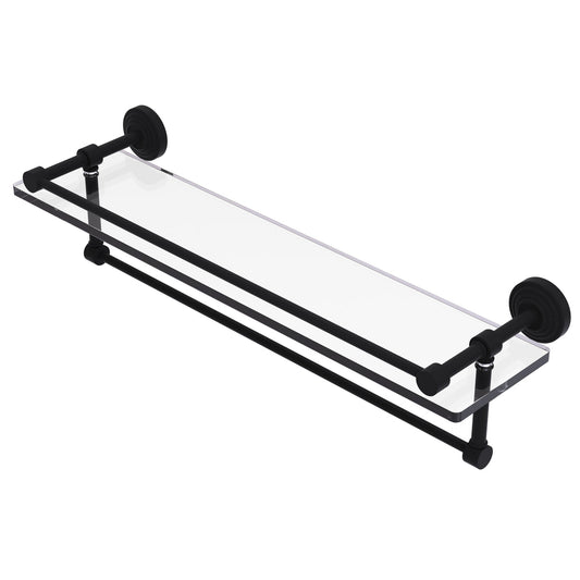 Allied Brass WP-1TB/22-GAL-BKM Waverly Place 22" Matte Black Gallery Rail Glass Shelf