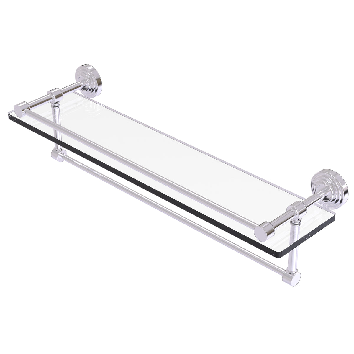 Allied Brass WP-1TB/22-GAL-SCH Waverly Place 22" Satin Chrome Gallery Rail Glass Shelf