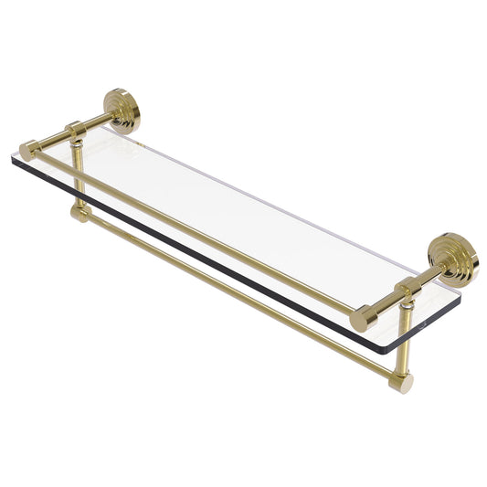 Allied Brass WP-1TB/22-GAL-UNL Waverly Place 22" Unlacquered Brass Gallery Rail Glass Shelf