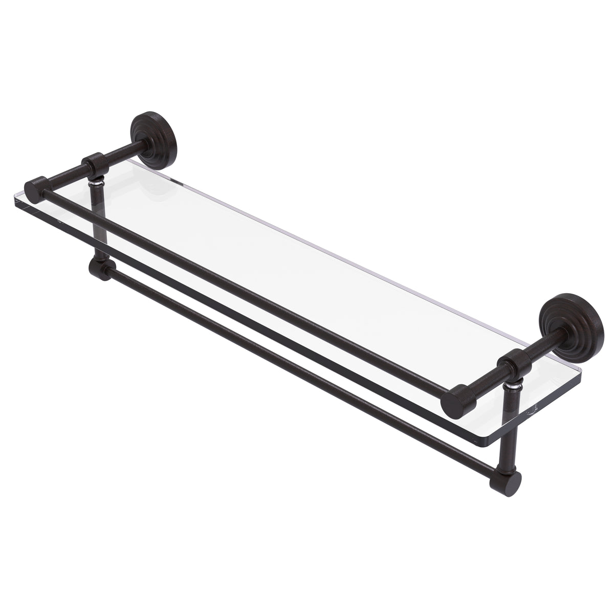 Allied Brass WP-1TB/22-GAL-VB Waverly Place 22" Venetian Bronze Gallery Rail Glass Shelf