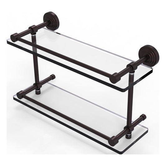Allied Brass WP-2/16-GAL-ABZ Waverly Place 16" Antique Bronze Double Glass Shelf