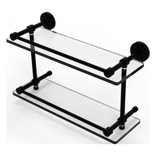 Allied Brass WP-2/16-GAL-BKM Waverly Place 16" Matte Black Double Glass Shelf