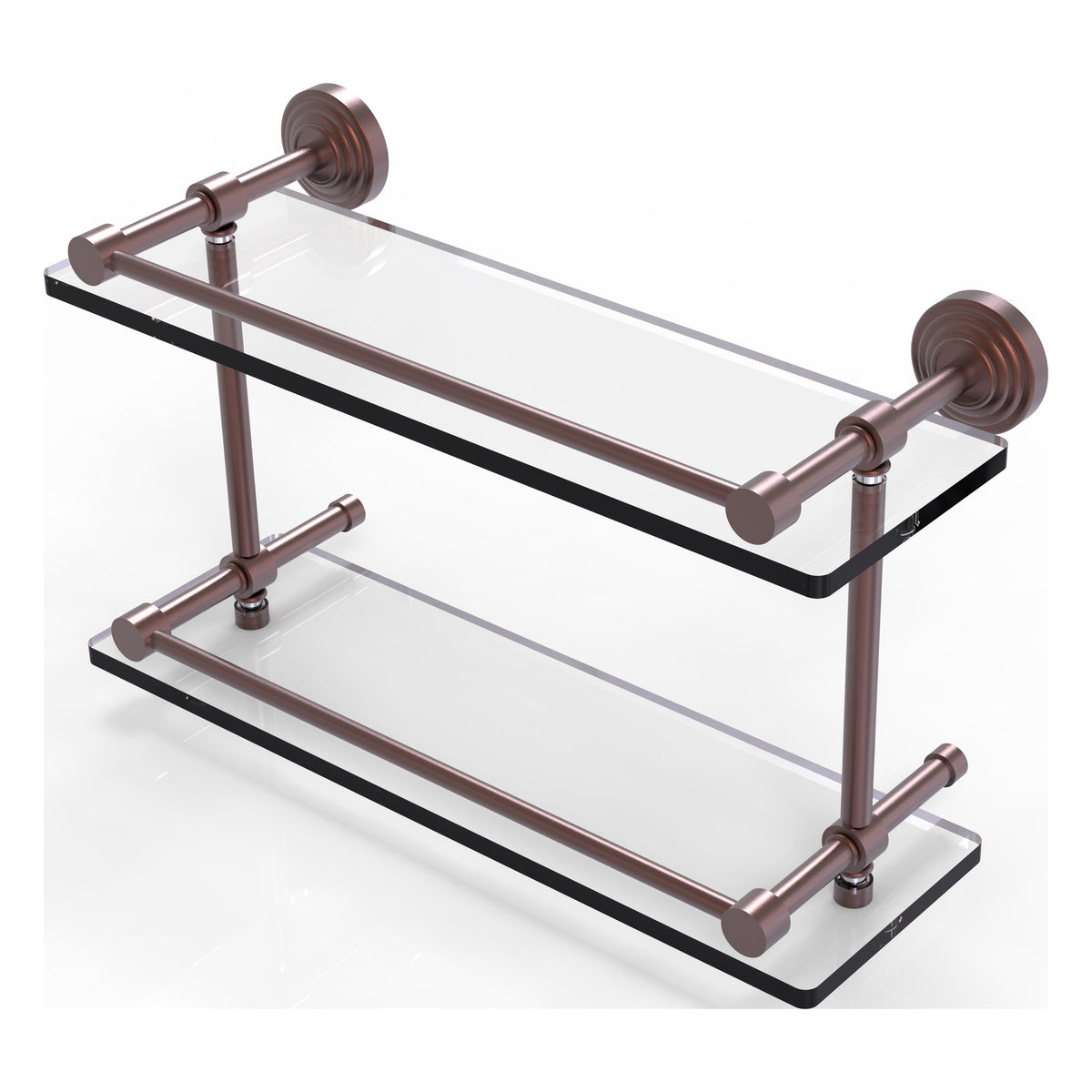 Allied Brass WP-2/16-GAL-CA Waverly Place 16" Antique Copper Double Glass Shelf