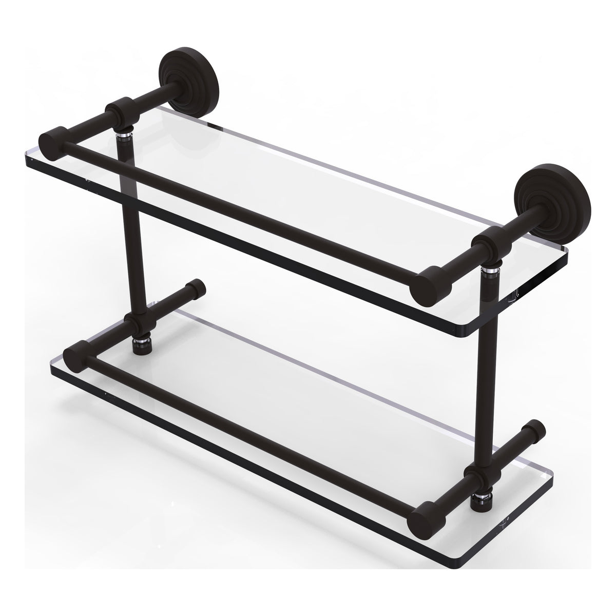 Allied Brass WP-2/16-GAL-ORB Waverly Place 16" Oil Rubbed Bronze Double Glass Shelf