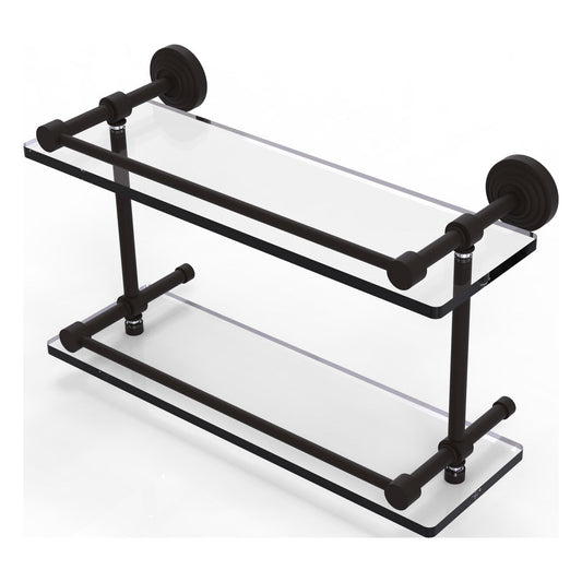 Allied Brass WP-2/16-GAL-ORB Waverly Place 16" Oil Rubbed Bronze Double Glass Shelf