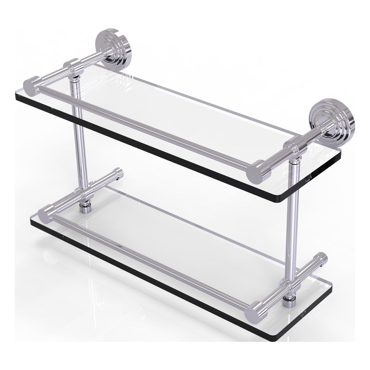 Allied Brass WP-2/16-GAL-PC Waverly Place 16" Polished Chrome Double Glass Shelf