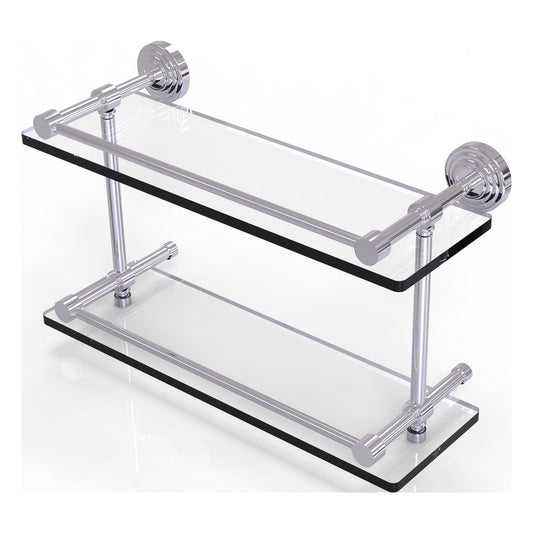 Allied Brass WP-2/16-GAL-PC Waverly Place 16" Polished Chrome Double Glass Shelf