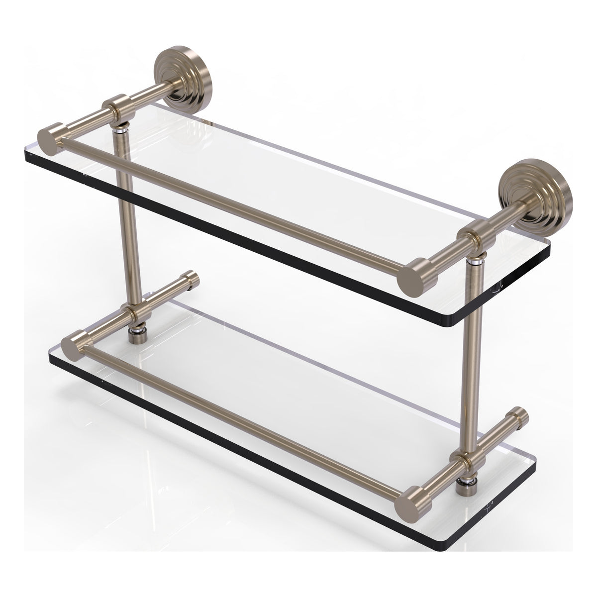 Allied Brass WP-2/16-GAL-PEW Waverly Place 16" Antique Pewter Double Glass Shelf