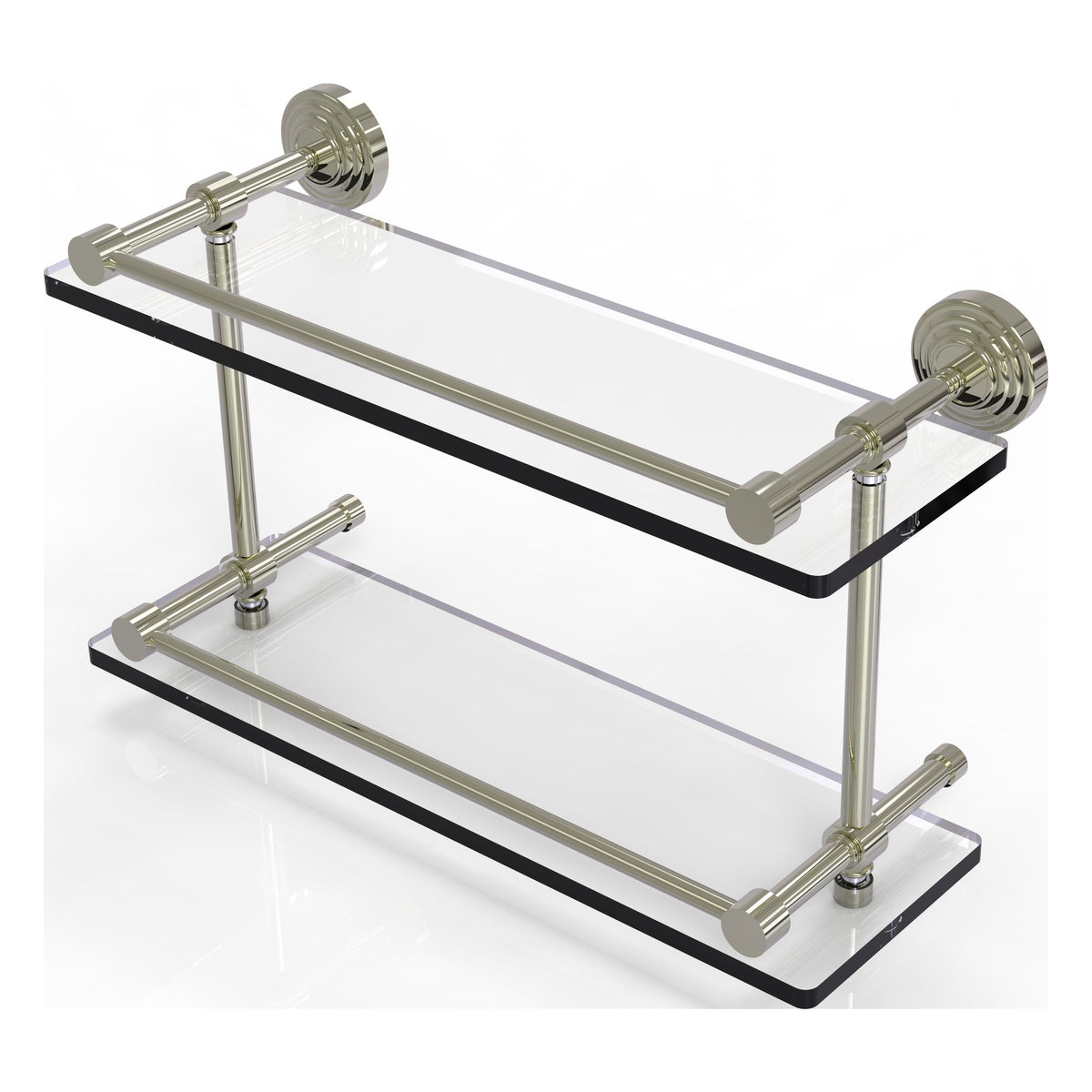 Allied Brass WP-2/16-GAL-PNI Waverly Place 16" Polished Nickel Double Glass Shelf