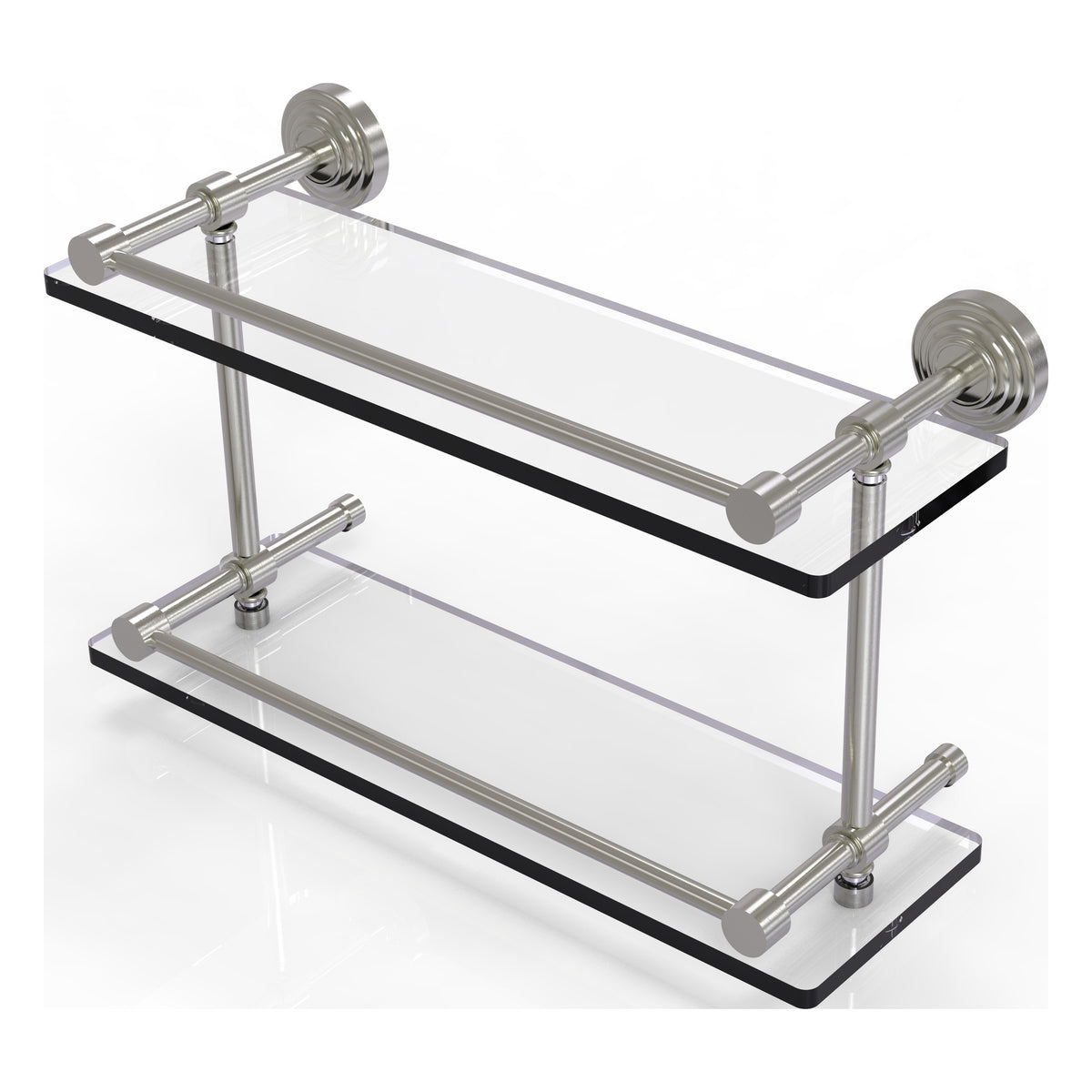 Allied Brass WP-2/16-GAL-SN Waverly Place 16" Satin Nickel Double Glass Shelf