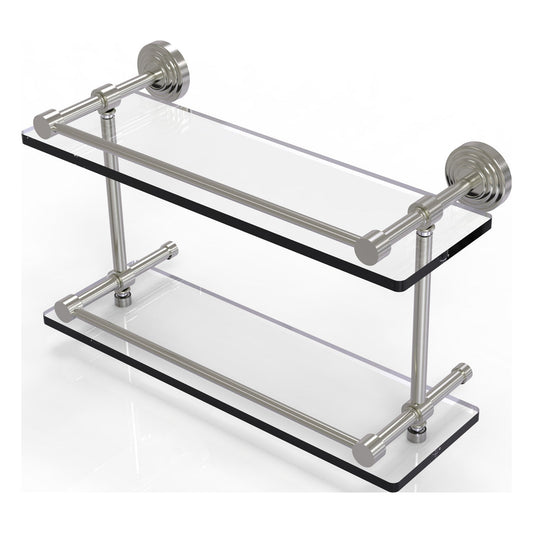 Allied Brass WP-2/16-GAL-SN Waverly Place 16" Satin Nickel Double Glass Shelf