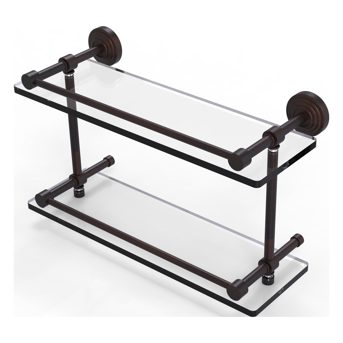 Allied Brass WP-2/16-GAL-VB Waverly Place 16" Venetian Bronze Double Glass Shelf