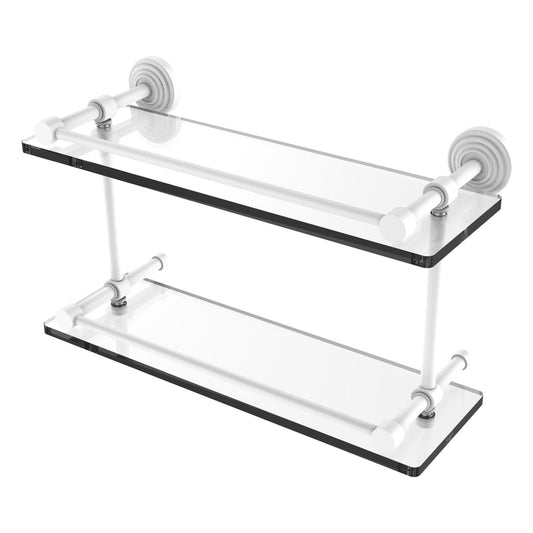 Allied Brass WP-2/16-GAL-WHM Waverly Place 16" Matte White Double Glass Shelf