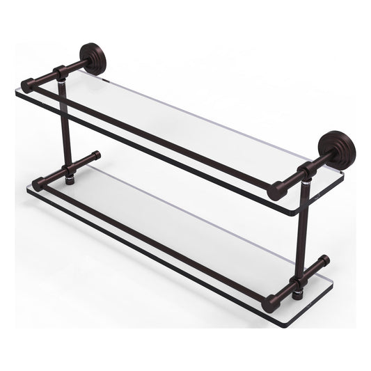 Allied Brass WP-2/22-GAL-ABZ Waverly Place 22" Antique Bronze Double Glass Shelf