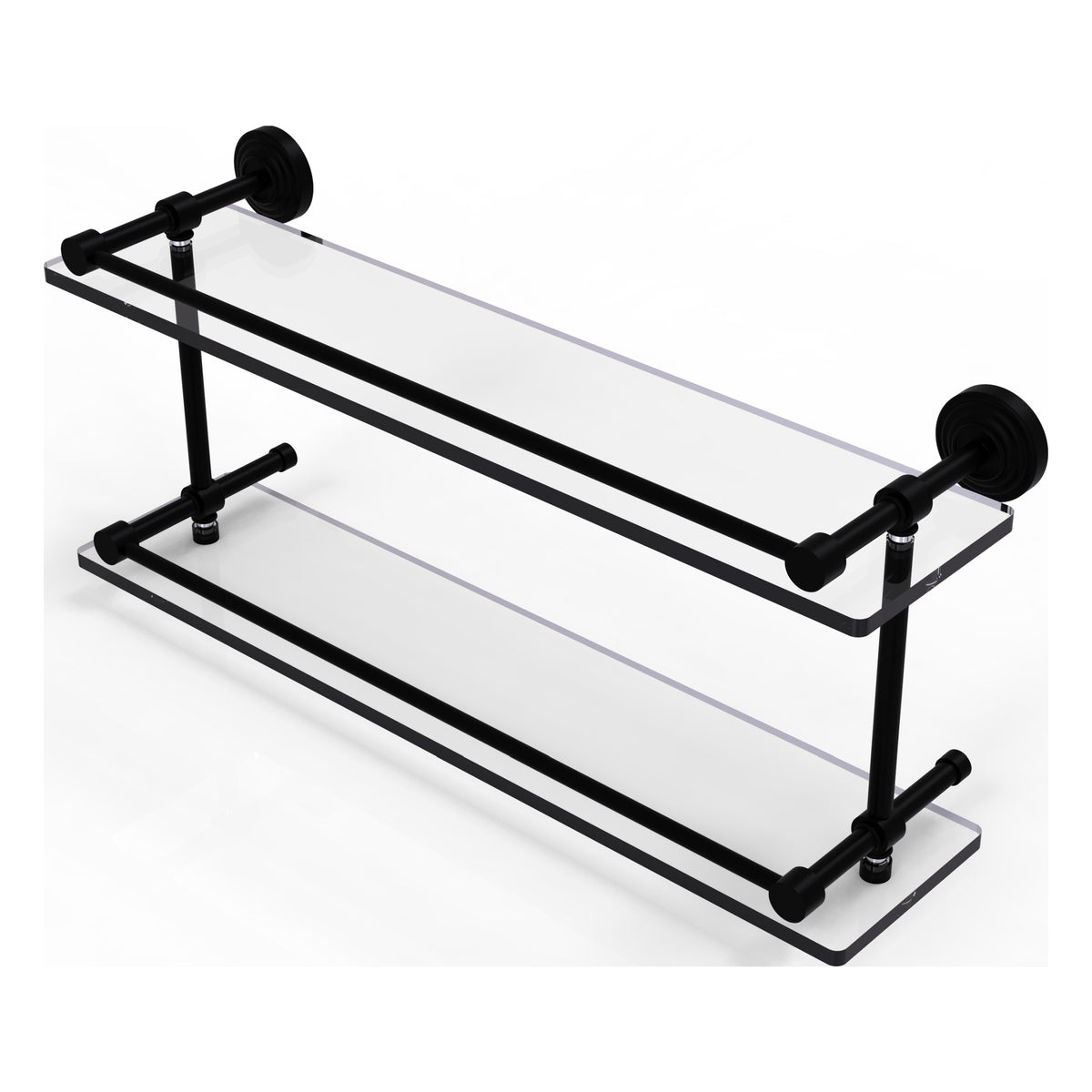Allied Brass WP-2/22-GAL-BKM Waverly Place 22" Matte Black Double Glass Shelf