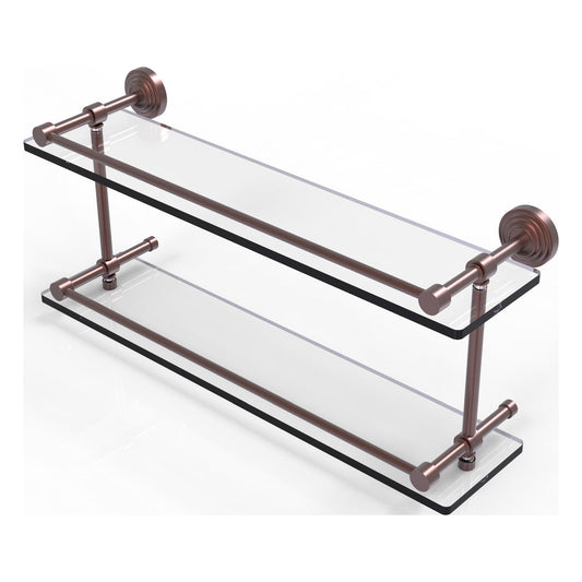 Allied Brass WP-2/22-GAL-CA Waverly Place 22" Antique Copper Double Glass Shelf
