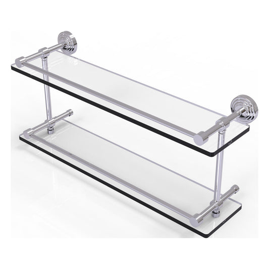 Allied Brass WP-2/22-GAL-PC Waverly Place 22" Polished Chrome Double Glass Shelf
