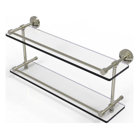 Allied Brass WP-2/22-GAL-PNI Waverly Place 22" Polished Nickel Double Glass Shelf