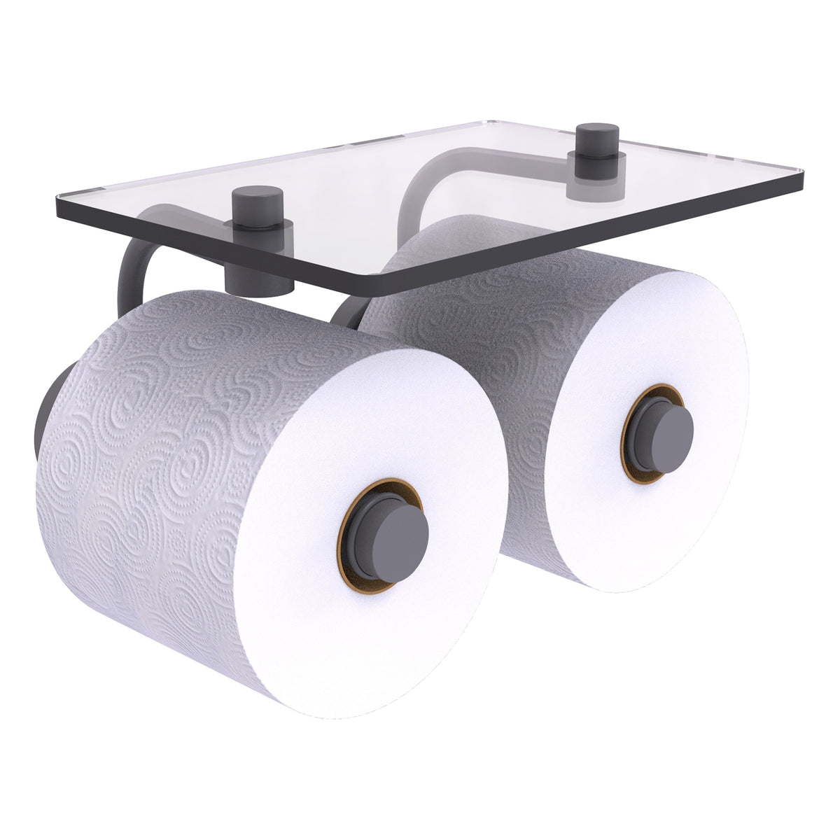 Allied Brass WP-24-2S-GYM Waverly Place 2-Roll Matte Gray Toilet Tissue Holder