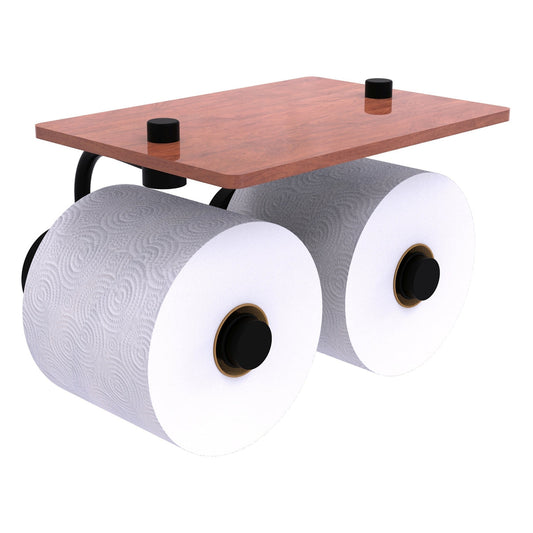 Allied Brass WP-24-2S-IRW-BKM Waverly Place 2-Roll Matte Black Toilet Tissue Holder