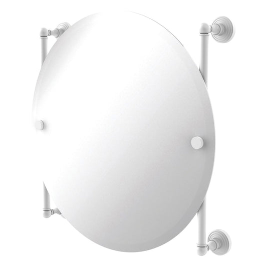 Allied Brass WP-27-90-WHM Waverly Place Matte White Round Frameless Rail Wall-Mounted Mirror