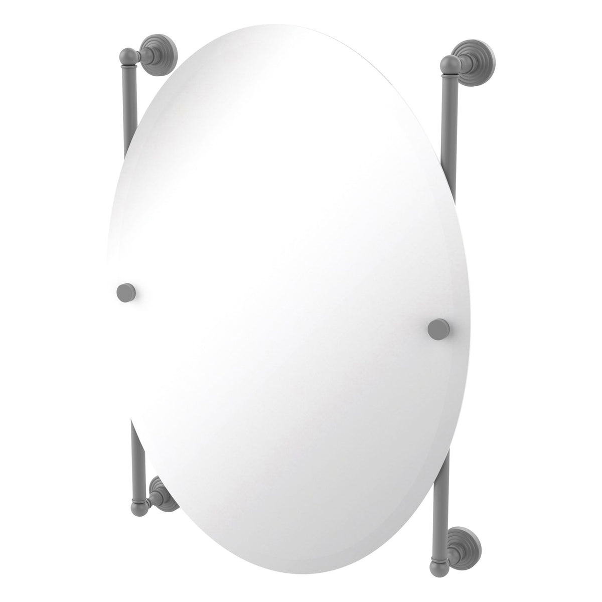 Allied Brass WP-27-91-GYM Waverly Place Matte Gray Oval Frameless Rail Wall-Mounted Mirror