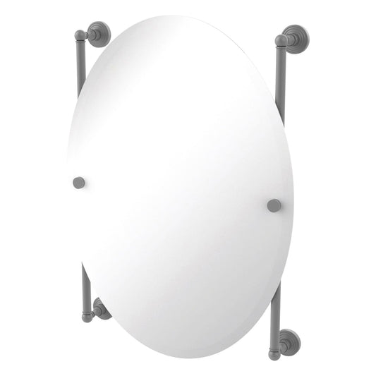 Allied Brass WP-27-91-GYM Waverly Place Matte Gray Oval Frameless Rail Wall-Mounted Mirror