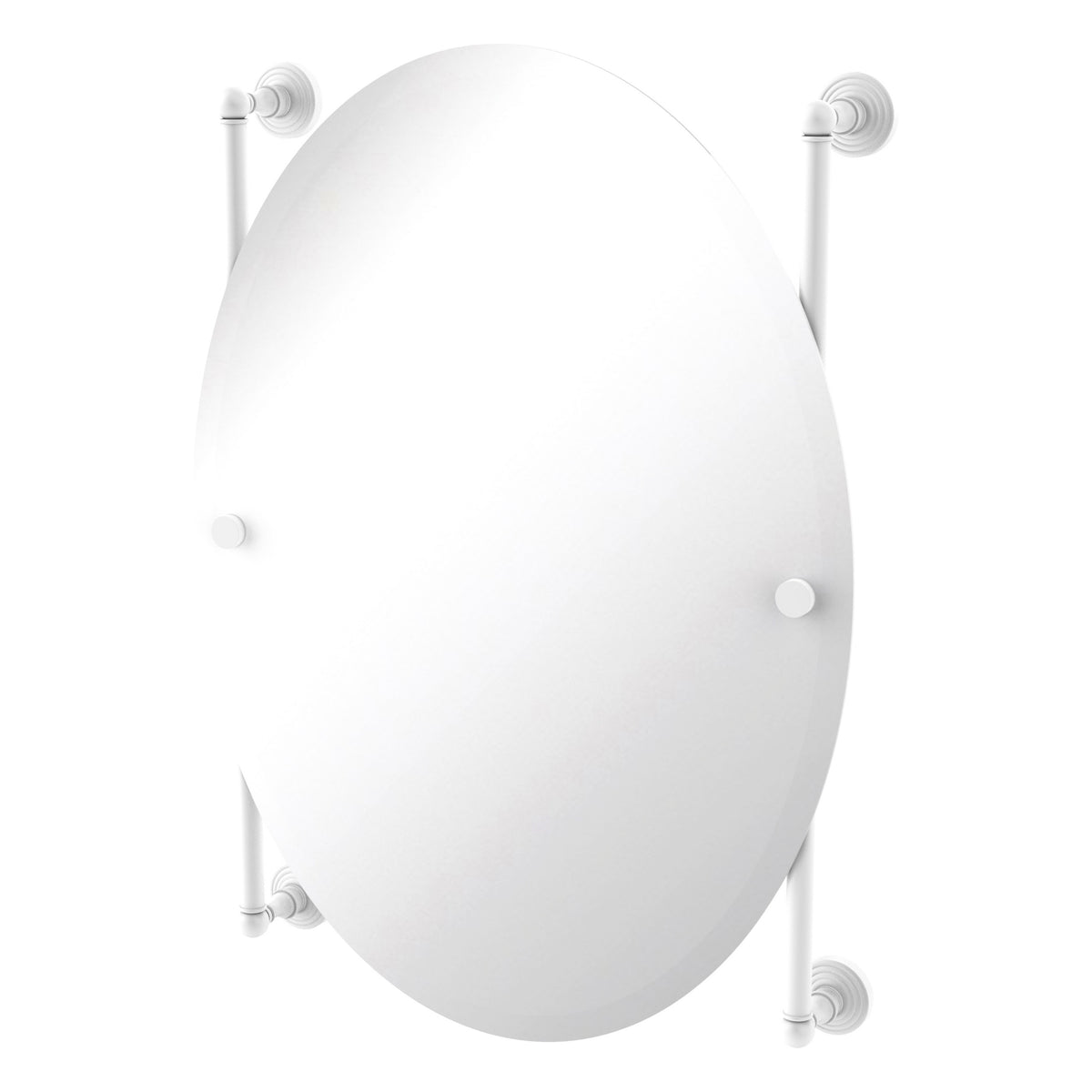 Allied Brass WP-27-91-WHM Waverly Place Matte White Oval Frameless Rail Wall-Mounted Mirror